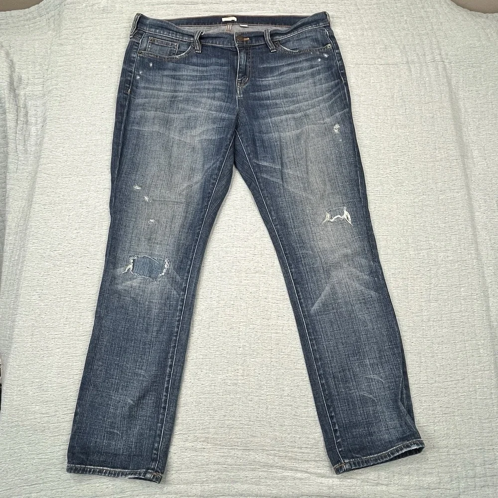 J Crew‎ Flex Jeans Mens 36x30 Slim Straight Stretch Light Wash Distressed